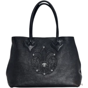 クロムハーツ CHROME HEARTS BSフレア 2スナップ トートバッグ メンズ レザー ブラック SV925
