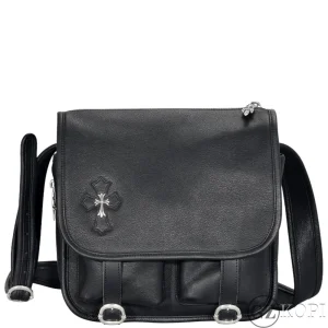 CHROME HEARTS クロムハーツ クロスパッチ メッセンジャーバッグ レザー ブラック シルバー925 メンズ
