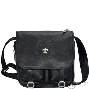 CHROME HEARTS クロムハーツ スカウトフラワー フラップ メッセンジャーバッグ レザー シルバー925 ブラック