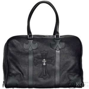 CHROME HEARTS クロムハーツ クロスフレイム トラベルバッグ ブラック 型押しカーフ ラムレザー S925 シルバー