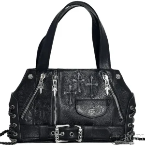 CHROME HEARTS クロムハーツ JJディーン セメタリークロスパッチ ラージ トートバッグ ショルダーバッグ レザー 925シルバー