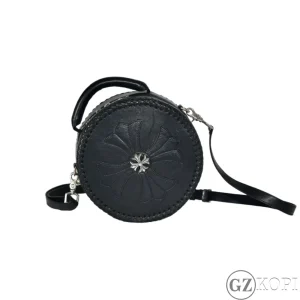 クロムハーツ（Chrome Hearts） CHプラス装飾 2WAY レザーショルダーバッグ BLUE MOON｜ブラック × シルバー