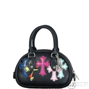 CHROME HEARTS クロムハーツ クロスパッチ ミニボウリング バッグ ブラック チキンナゲット マルチカラー レザー 925シルバー