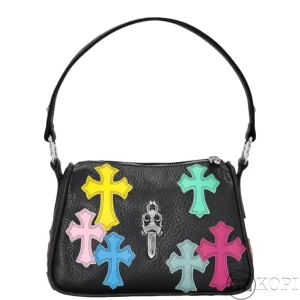 CHROME HEARTS クロムハーツ ブラック チキンナゲット マルチカラー クロスパッチ ハンドバッグ ダガー CHプラス レザー シルバー925