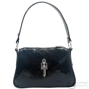 CHROME HEARTS クロムハーツ チキンナゲット エナメル ハンドバッグ ダガー CHプラス シルバー925 ブラック