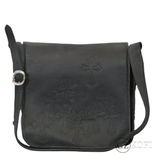 CHROME HEARTS クロムハーツ セメタリークロスパッチ メールバッグ ショルダーバッグ レザー ブラック