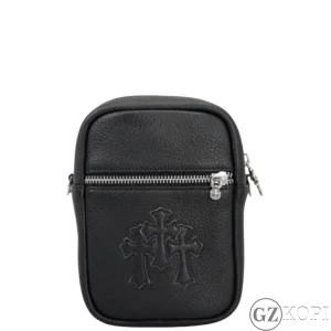 クロムハーツ（Chrome Hearts）TAKAMINI クロスパッチ レザーショルダーバッグ｜ブラック レザー メンズ 小さめバッグ