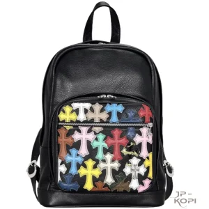 クロムハーツ IGGY スモール カシミア クロシェ バックパック ダガー ブラック レザー×シルバー925 メンズ リュック【高品質コピー】