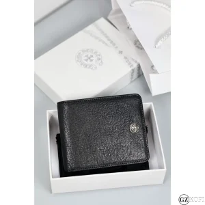 クロムハーツ（Chrome Hearts）1スナップ クロスボタン ウォレット｜二つ折り財布 ブラックレザー シルバーボタン