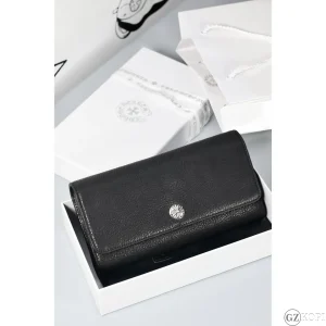 クロムハーツ（Chrome Hearts）ジュディウォレット クロスボタン ブラックヘビーレザー｜収納力抜群のアコーディオン式長財布