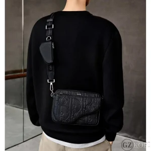 ディオール（Dior）Saddle 3-in-1 バッグ｜グラビティ レザー & グレインドカーフスキン ブラック ショルダー＆クロスボディ