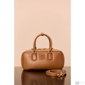 ミュウミュウ（Miu Miu） アルカディ レザー バッグ ラージ｜コニャック レザー ハンドバッグ