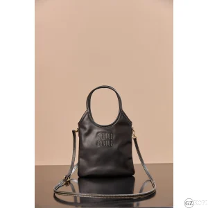ミュウミュウ（Miu Miu） IVY キャンバス × レザー バッグ 5BG231_ACRN｜ナチュラル レギュラーサイズ