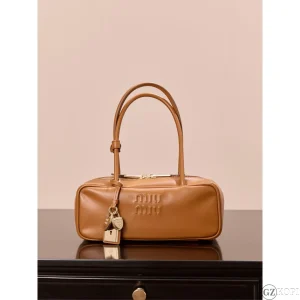 ミュウミュウ（Miu Miu） BOI レザー バッグ 5BB173_2CRW｜コニャック スモール