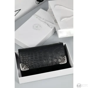 CHROME HEARTS クロムハーツ アリゲーター シングルフォールド ウォレット 札入れ ブラック シルバー 財布
