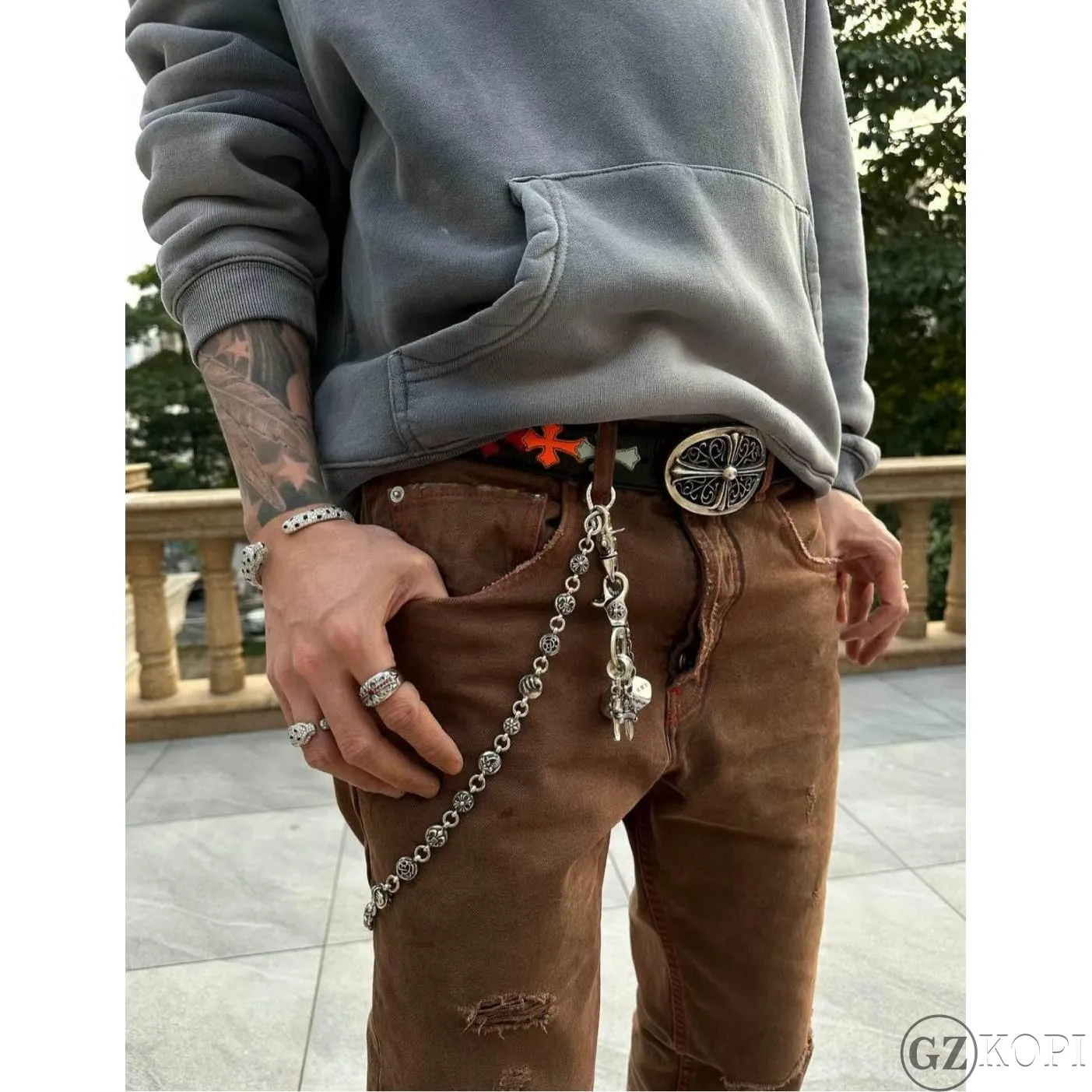 クロムハーツ CHROME HEARTS クラシック オーバル クロス バックル ベルト シルバー925 & レザー - 画像 (13)