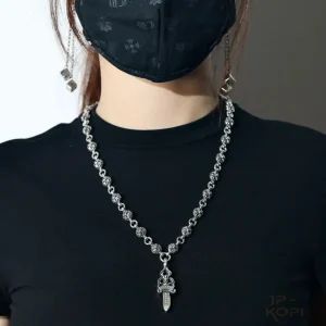 CHROME HEARTS クロムハーツ｜ダガー固定クロスビーズネックレス 53cm【コスパ抜群】