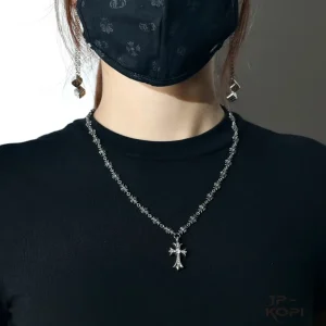 CHROME HEARTS クロムハーツ｜ダイヤ付きペンダント＋小さなクロスダイヤネックレス 48cm【コスパ抜群】