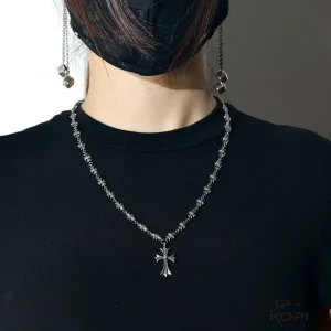 CHROME HEARTS クロムハーツ｜フラットクロスペンダント＋小さなクロスネックレス 46cm【コスパ抜群】